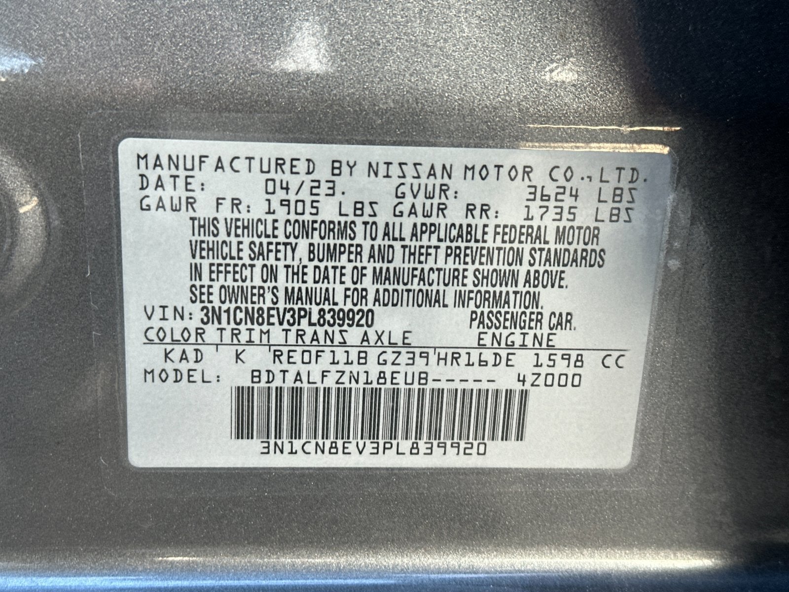 2023 Nissan Versa 1.6 SV